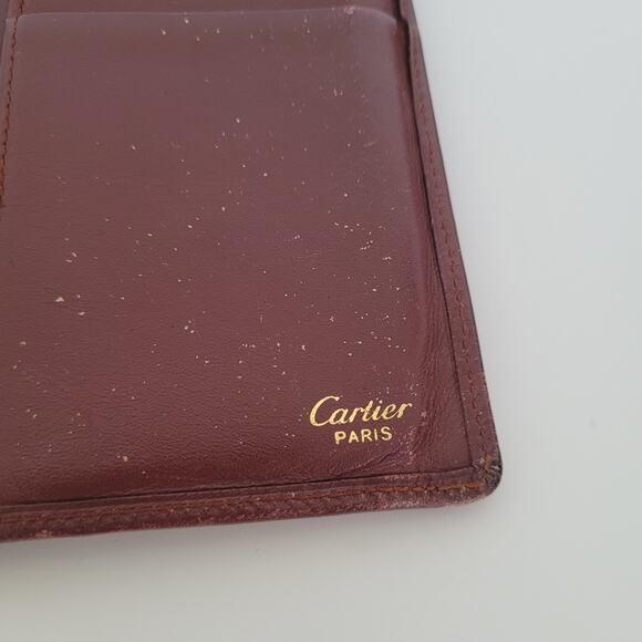 Cartier Vintage Bifold Leather Bordeaux Red Wallet Large Credit Card Checkbook - Picture 4 of 10